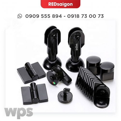 Bộ phụ kiện vách ngăn vệ sinh nhựa đặc WPS màu đen WPS-CNi